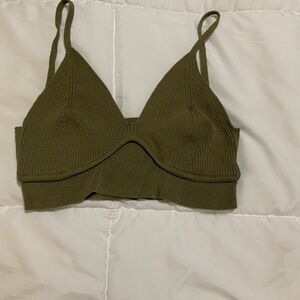 Zara Khaki Ribbed Bralette